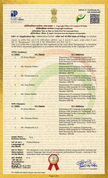 RecipeSense: ML based Recipe Recommender screenshot 5